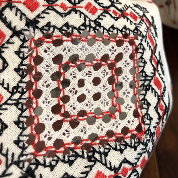 Vintage Tablecloth Linen Square Embroidered Lace 41x40 Table Cloth - Picture 8 of 8